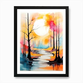 Sunset In The Woods 5 Art Print