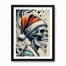 Santa Claus Skull 2 Art Print