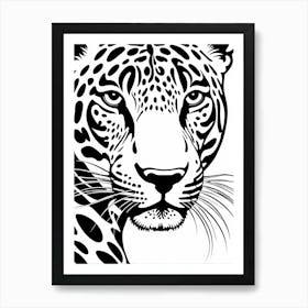 Jaguar Lino Black And White, 1118 Art Print