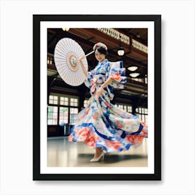 Awa Odori Dance Japanese Traditional Illustration 5 Art Print