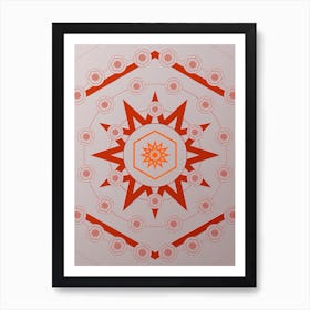 Geometric Glyph Abstract Circle Array in Tomato Red n.0257 Art Print