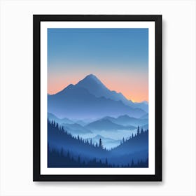 Misty Mountains Vertical Composition In Blue Tone 21 Art Print