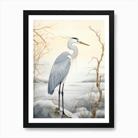 Winter Bird Painting Great Blue Heron 7 Art Print
