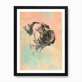 Pastel Neapolitan Mastiff Dog Pastel Line Illustration 4 Art Print