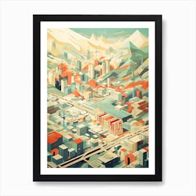 Beijing, China, Geometric Illustration 4 Art Print