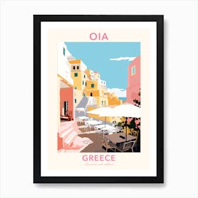 Oia, Greece, Flat Pastels Tones Illustration 3 Poster Art Print