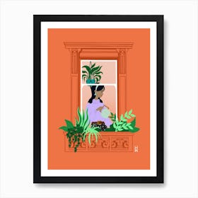 Watering Window Art Print