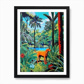 A Painting Of A Dog In Royal Botanic Garden, Melbourne In The Style Of Pop Art 02 Art Print