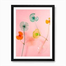 Glass Flowers In A Vase Art Print