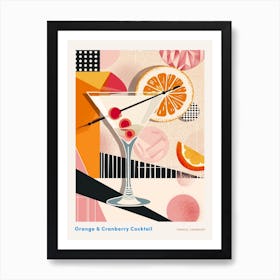 Art Deco Fruity Orange & Cranberry Cocktail 3 Poster Art Print