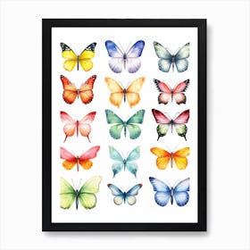 Watercolor Butterflies 3 Art Print