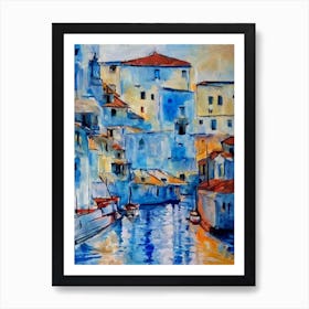 Port Of Corfu Greece Abstract Block 2 harbour Art Print