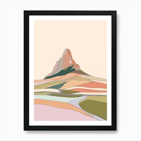 Mount Ossa Australia Color Line Drawing (10) Art Print