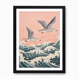 Vintage Japanese Inspired Bird Print Grey Plover 3 Art Print