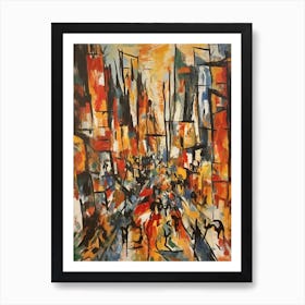 Painting Of A San Francisco With A Cat In The Style Of Abstract Expressionism, Pollock Style 3 Art Print