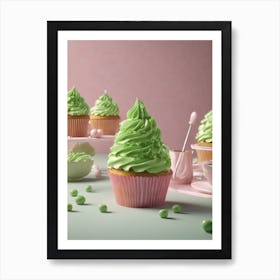 Green Cupcakes Art Print