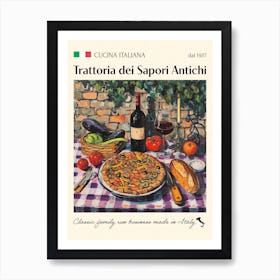 Trattoria Dei Sapori Antichi Trattoria Italian Poster Food Kitchen Art Print