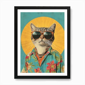 Vintage Retro Poster Cool Cat 7 Art Print