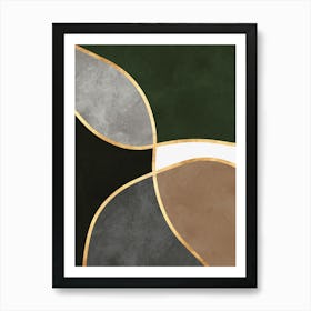 Organic shapes and golden lines 7 Art Print