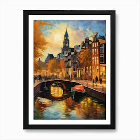 Wall painting print, Amsterdam, Netherlands, landscape art, Van Gogh style, fine art..236 Art Print