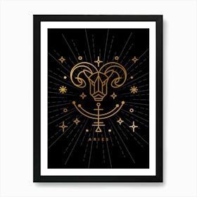 Aries Zodiac Sign — Zodiac geometric Art Print