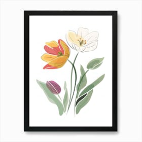 Minimalist Flower Line Art Art Print