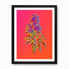 Neon Persian Lilac Botanical in Hot Pink and Electric Blue n.0601 Art Print