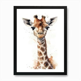 Baby Giraffe Watercolour Nursery 5 Art Print