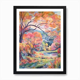 Autumn Gardens Painting Stourhead Gardens United Kingdom 2 Art Print