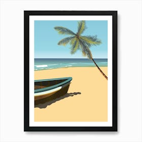 Boat On The Sandy Beach Art Print