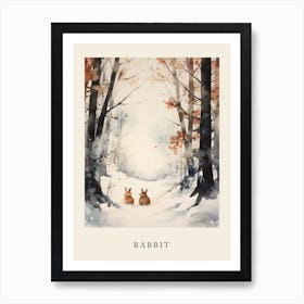 Winter Watercolour Rabbit 2 Poster Art Print