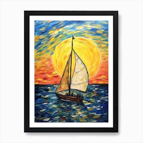Sailing In The Style Of Van Gogh 2 Art Print