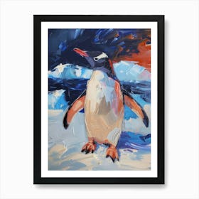 Adlie Penguin Signy Island Oil Painting 1 Art Print