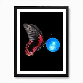 Butterfly With Blue Gem Art Print