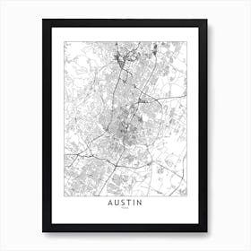 Austin White Map Art Print