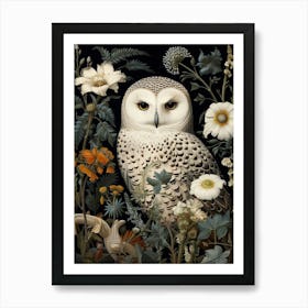 Dark And Moody Botanical Snowy Owl 3 Art Print
