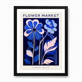 Blue Flower Market Poster Monkey Orchid 3 Art Print