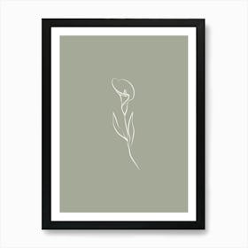 Line Art Flower 3 - Sage Green Art Print