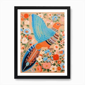 Maximalist Bird Painting Eastern Bluebird 2 Art Print