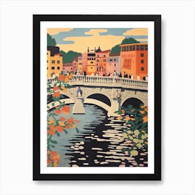 Ponte Sant Angelo, Rome Italy Colourful 3 Art Print
