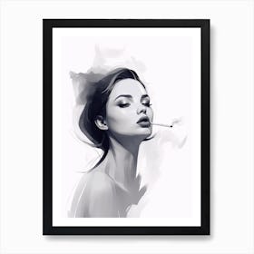 Girl Smoking A Cigarette 1 Art Print