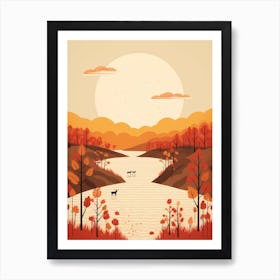 Autumn , Fall, Landscape, Inspired By National Park in the USA, Lake, Great Lakes, Boho, Beach, Minimalist Canvas Print, Travel Poster, Autumn Decor, Fall Decor 9 Art Print