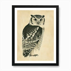 Northern Hawk Owl Vintage Illustration 2 Art Print