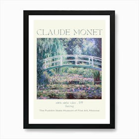 Claude Monet White Water Lilies 1899 Giverny Fine Art Labelled Poster Print of Monet's Garden Bridge - Original Artwork from The Pushkin State Museum of Fine Arts, Moscow - Fully Remastered in HD Art Print