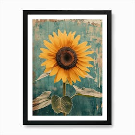 Retro Sunflower 2 Art Print