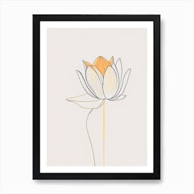 Amur Lotus Minimal Line Drawing 3 Art Print