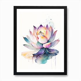 Lotus Flower, Buddhist Symbol Watercolour 1 Art Print