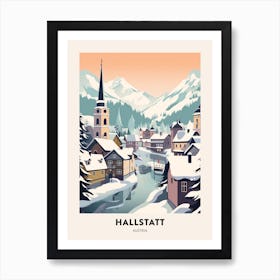 Vintage Winter Travel Poster Hallstatt Austria 3 Art Print