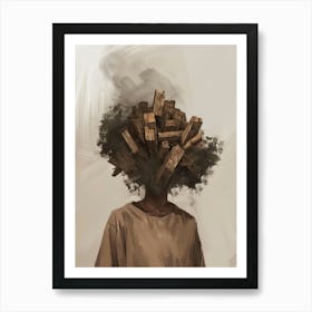 Man With Wood On His Head Art Print