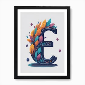 Colorful Letter E Illustration 85 Art Print